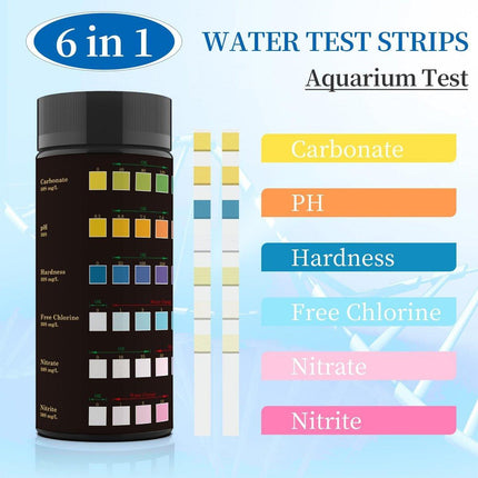 50pcs 6in1 Water Quality Test Strip for Fish Tank Aquarium Pool Accurate Testing