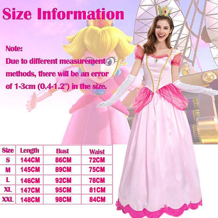 N505 Princess Peach Pink Mario Games Book Week Fancy Long Dress Up Party Costume AU