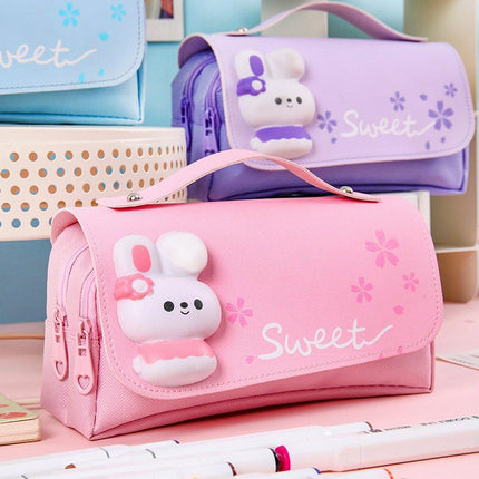 Functional Pencil Case Stationery Bag Pen Holder Storage Organizer for School