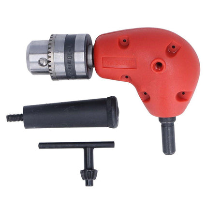 90° Degree Right Angle Drill Attachment 1/4" Drive Adapter with Chuck Key Tools - Aimall