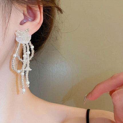 Vintage Long Drop Earrings Fresh Sweet Look Elegant Fashion Jewelry for Women