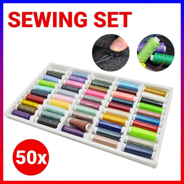 50 Rolls Polyester Colors Sewing Thread Box Kit Set For DIY Sewing Machine Home - Aimall