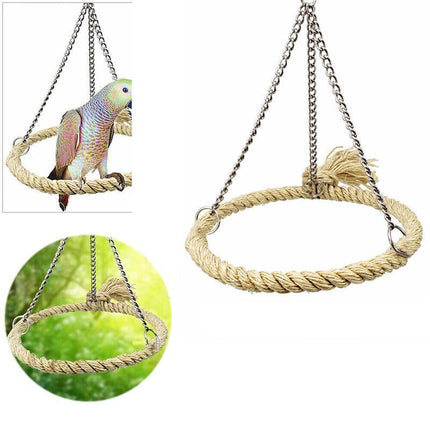Parrot Rope Ring Swing Toys Budgie Cockatiel Hanging Cage Hammock Perch Bird Toy - Aimall