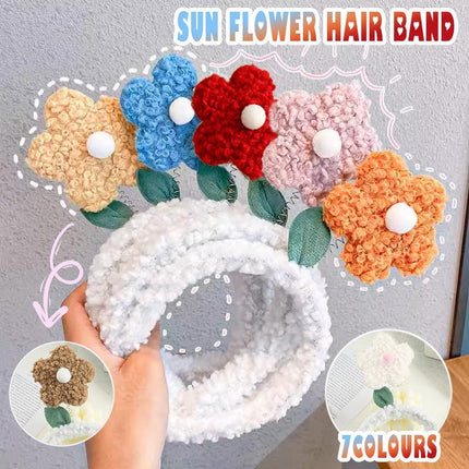 Cute Sunflower Headband Girl Women Party Hair Band Lamb Wool Hoop Clip Face Wash - Aimall