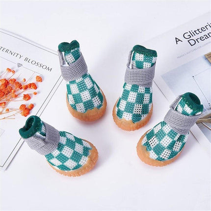 4pcs Breathable Mesh Dog Shoes Small Pets Puppy Paw Protection Summer Boots