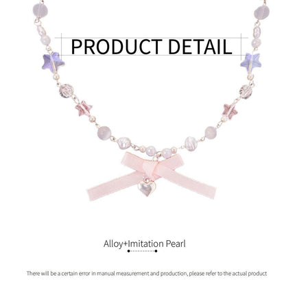 Elegant Women Ballet Necklace Luxury Star Clavicle Chain Transparent Pink