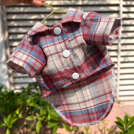Soft Puppy Plaid Shirt Dog Clothes Jumpsuit Cat Pet Check Coat Summer T-shirt