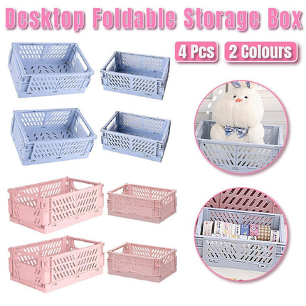 4PCS Desktop Foldable Storage Stackable Shelf Organiser Basket for Stationery