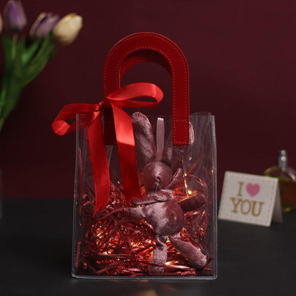 Transparent PVC Handheld Bags Transparent Gift Bag Handle Candy Containers Gifts Red - Aimall