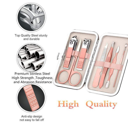 7PCS Manicure Pedicure Set Stainless Nail Clippers Kit Cuticle Grooming Case AU - Aimall