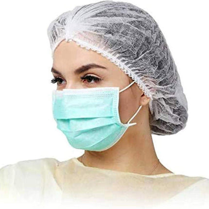 100pcs Disposable Non Woven Hairnet Caps for Food Service Kitchen Work Use