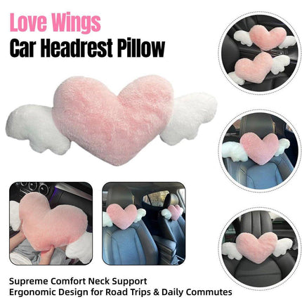 Car Headrest Neck Pillow Love Wings Support Cushion for Comfortable Driving