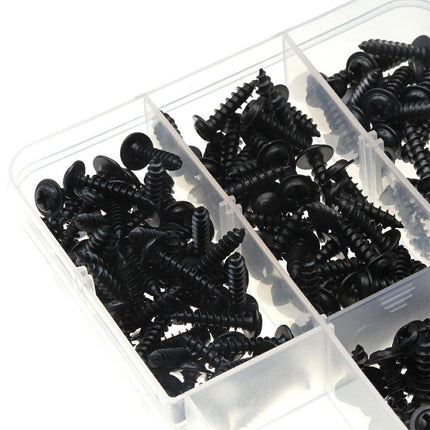 340PCS Black Self Tapping Screws Assortment for Metal Wood Repair and Fixing