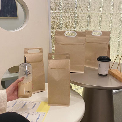 Kraft Paper Aluminum Foil Bags Tote Bags Milk Tea Takeaway Coffee Packaging Bags - Aimall