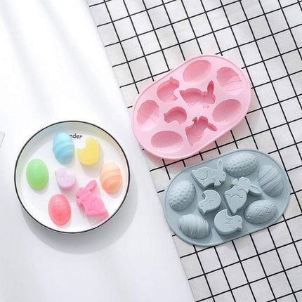 2PCS Easter Rabbit Egg Silicone Molds DIY Baking Mold for Cake Chocolate Decor