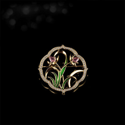 Retro Orchid Brooch Classic Chinese Style Delicate Pin Cheongsam Decoration