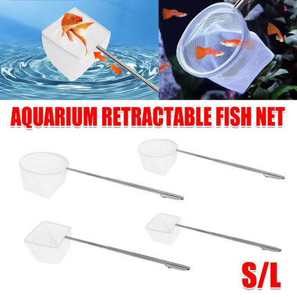 Retractable Fish Net for Fish Tank Pocket Fishing Net with Handle Aquarium Tools