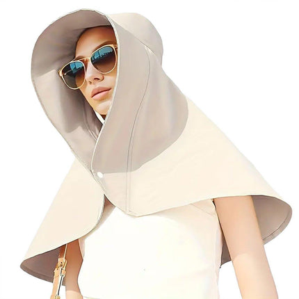 Women Summer Sun Protection Hat Large Brim Face Cover Shawl UV Protection Cap