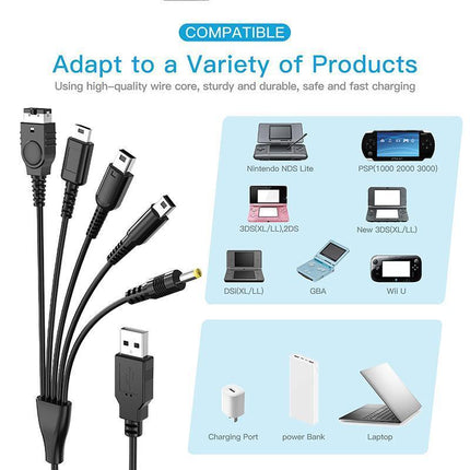 5in1 USB Charger Charging Cable for Nintendo NDSL / NDS /GameBoy Advance GBA SP - Aimall