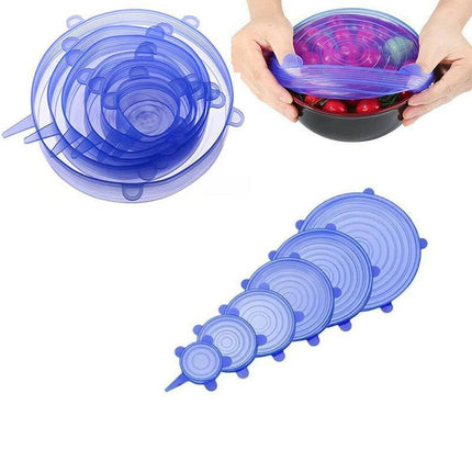 6PCS Stretch Reusable Silicone Food Saver Cover Seal Insta Lids Bowl Wraps - Aimall