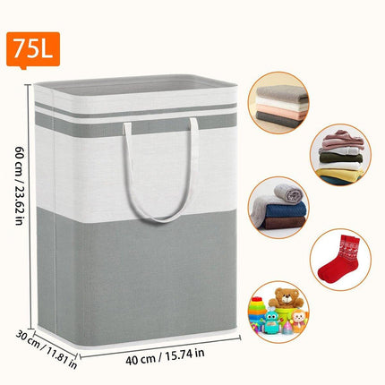 Foldable Canvas Laundry Basket for Dirty Clothes Storage Bag Hamper Organizer