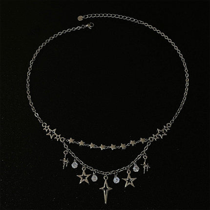 Stylish Star Tassel Geometric Necklace Chain Fashion Jewelry for Women and Girls