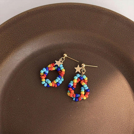 Chinese Style Colourful Beaded Earrings Fashion Accessories for Women Girls