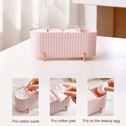 Dustproof Desktop Cosmetic Organizer with Lid Makeup Storage Box for Home Office