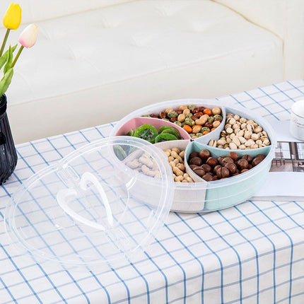 Transparent Round Fruit Plate Living Room House Plastic Serving Tray Organizer