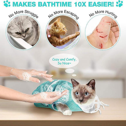 Cat Supplies Washing Bags for Pet Bathing Nail Trimm Mesh Cat Grooming Bath Bag - Aimall