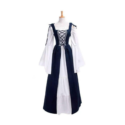 Halloween Costume Amazon Explosions European And American Square Collar Bundle Waist Medieval Renaissance Retro Dress