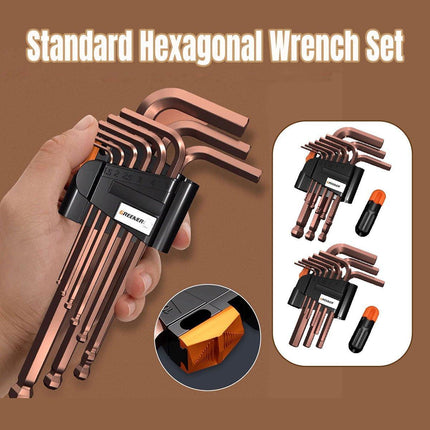 Hexagonal Wrench Set with Plate Handle Multi Size Hex Key Tool Kit for Repair