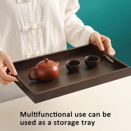 Bamboo Tea Tray Rectangular Tea Table Walnut Colour Fruit Bread Serving Plate