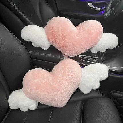 Car Headrest Neck Pillow Love Wings Support Cushion for Comfortable Driving