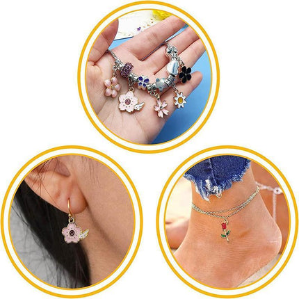 30PCS Assorted Gold Plated Enamel Flower Charms Pendant DIY For Jewelry Making - Aimall