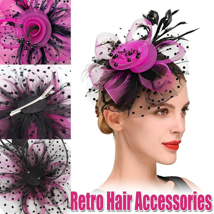 Vintage Accessories Mesh Veil Headpiece Feather Floral Headwear for Women Party