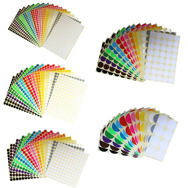 8mm to 50mm Round Dot Stickers Coloured Paper Labels Circles Dot Adhesive Sticky - Aimall