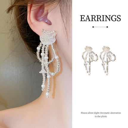 Vintage Long Drop Earrings Fresh Sweet Look Elegant Fashion Jewelry for Women