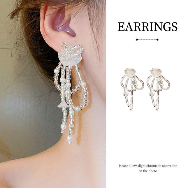 Vintage Long Drop Earrings Fresh Sweet Look Elegant Fashion Jewelry for Women