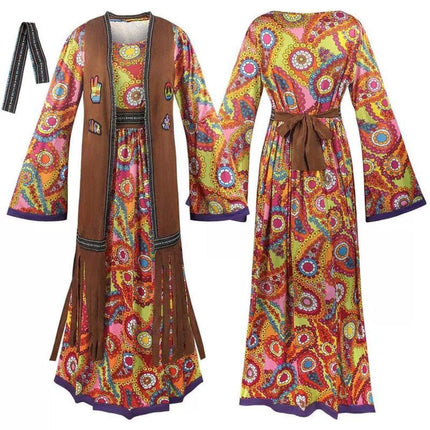 70 S Retro Disco Hippy Dress Hippie Costume Dress Primitive Tribal Goddess - Aimall