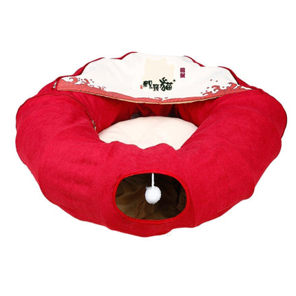 Large Multi-Functional Cat Tunnel Bed and Cat Toy Interactive Pet Playhouse