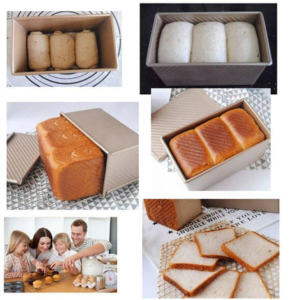 Golden Toast Bread Box with Lid Non Stick Baking Mould for Oven Kitchen Tools