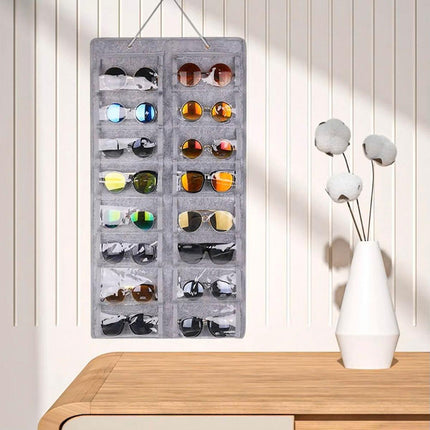 Wall Mounted Felt Glasses Storage Bag Foldable Hanging Sunglasses Organizer