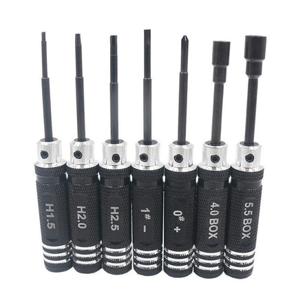 7 Pieces Screwdriver Set RC Tool Steel Kit for RC Model Car Helicopter Black - Aimall