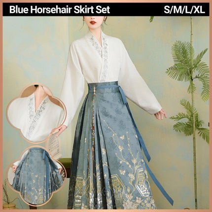 Spring Autumn Hanfu for Women Chinese Style Daily Wear Improved Horse Skirt