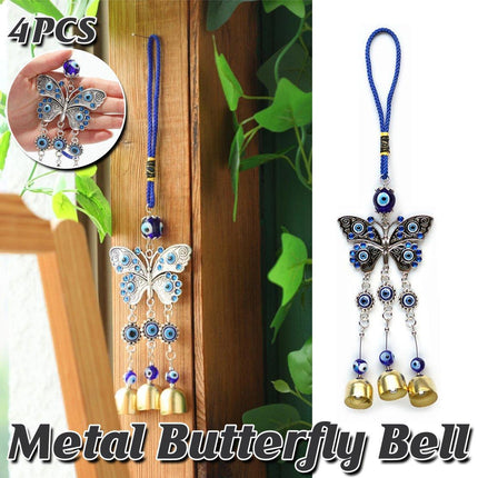 4PCS Evil Eye Butterfly Wind Chime Crystal Bell Hanging Ornament Car Decor