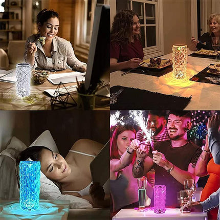 LED Crystal Table Lamp Diamond Rose Bar Night Light Touch Atmosphere Bedside HOT - Aimall