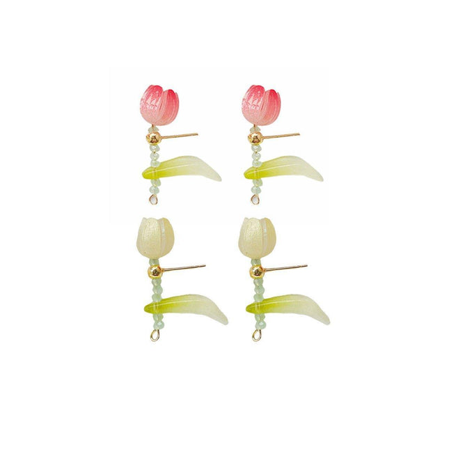 Delicate Small Tulip Earrings Women Gold Plated Stud Fashion Jewellery Gift