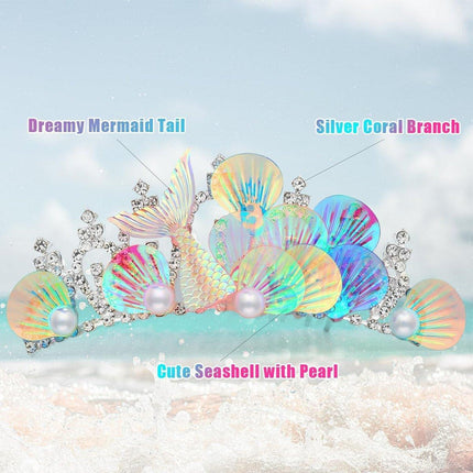 Mermaid Plug Comb Headband Princess Crown Hair Accessories for Girls and Women