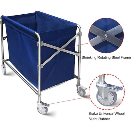 Folding Linen Trolley with Hand Push Design for Storage Room Cleaning Service